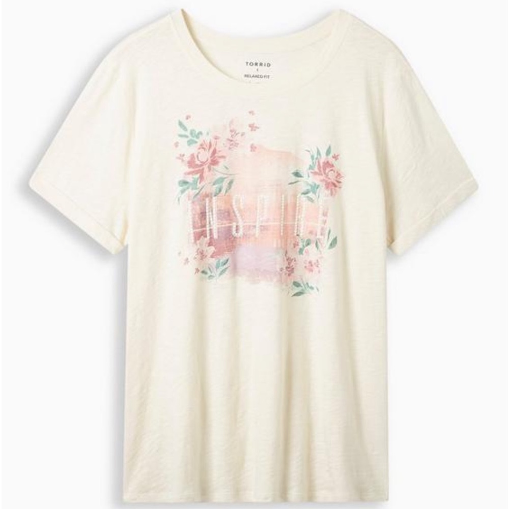 Torrid Inspire Classic Fit Heritage Slub Crew Neck Roll Sleeve Tee